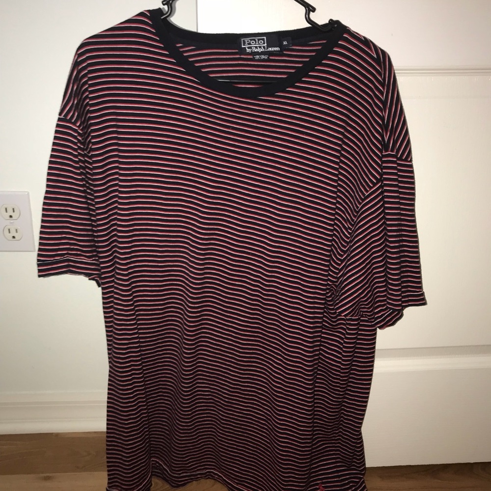 White Red Black Polo Ralph Lauren Striped T-shirt
